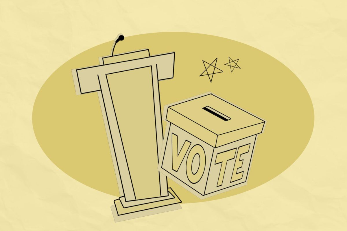 A yellow elector and vote box.