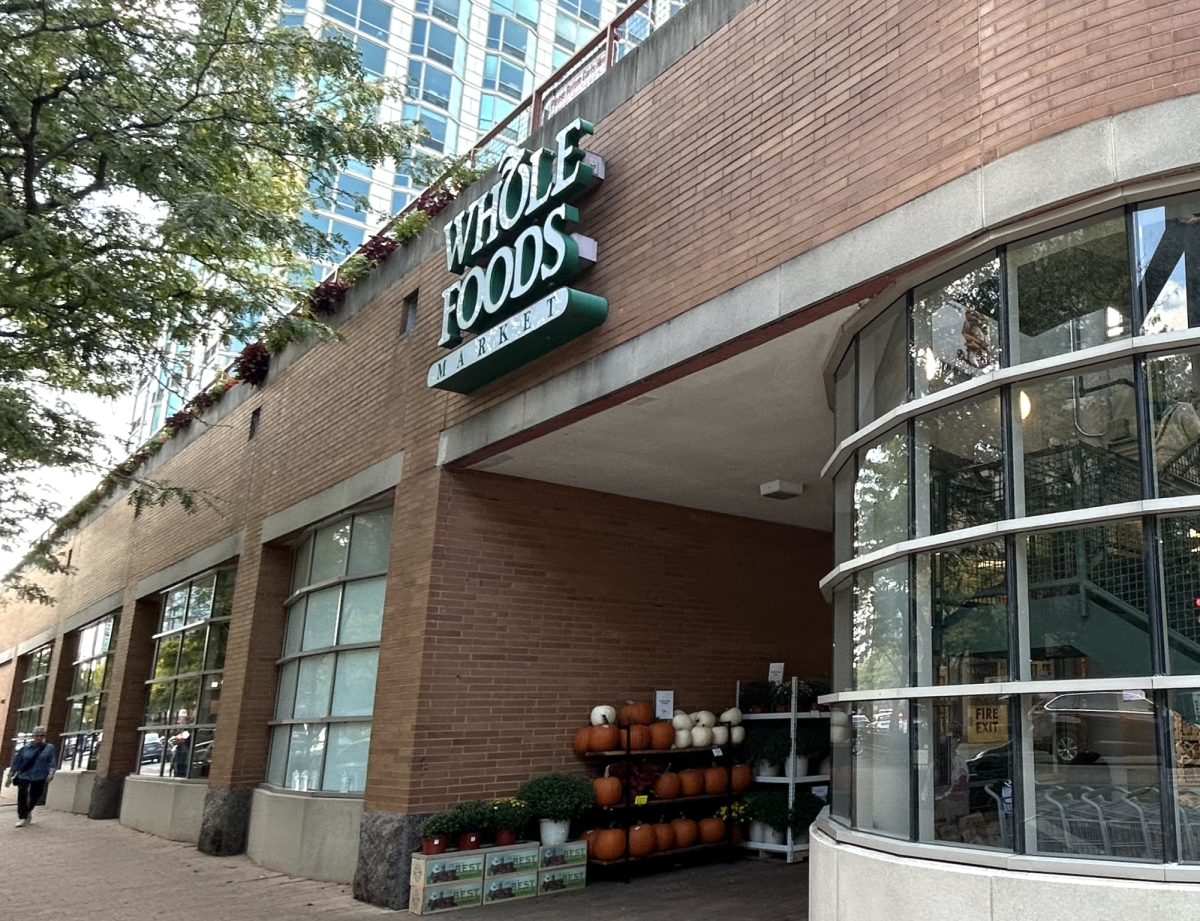 A building with a sign that says 'Whole Foods.'