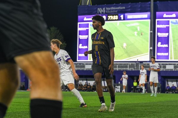 Senior midfielder Jayvin Van Deventer in a match earlier this season. Van Deventer put NU ahead 2-1 in the 86th minute.