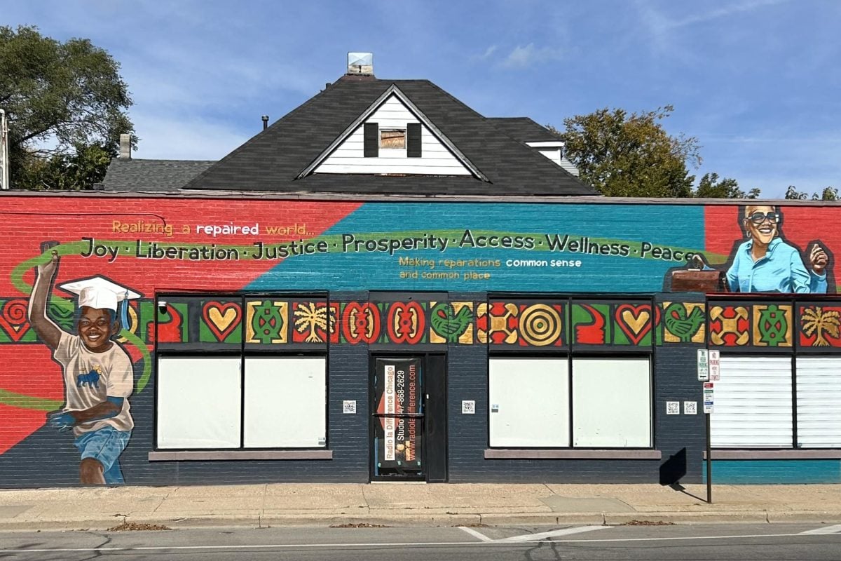 The outside of FirstRepair’s headquarters featuring a mural that celebrates Black excellence.