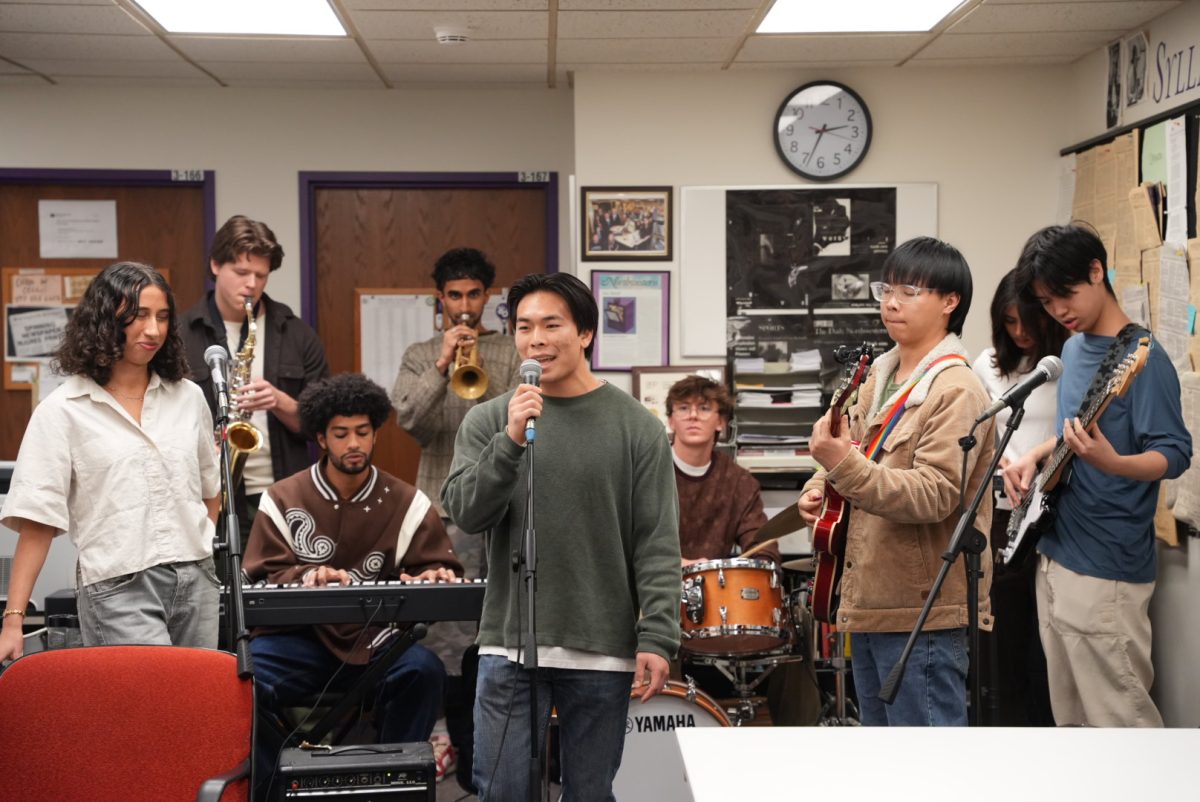 LOTUS performed in the back of The Daily Northwestern’s newsroom at Notes from the Newsroom, a recently revived series modeled after NPR’s Tiny Desk Concerts. The last edition of Notes from the Newsroom happened in February 2024.
