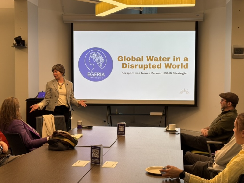 Lisa Schechtman (Weinberg ’99), former Senior Strategy Advisor in USAID's Center for Water Security, Sanitation and Hygiene, spoke to the community about the impact of Trump’s foreign policy decisions on Tuesday.