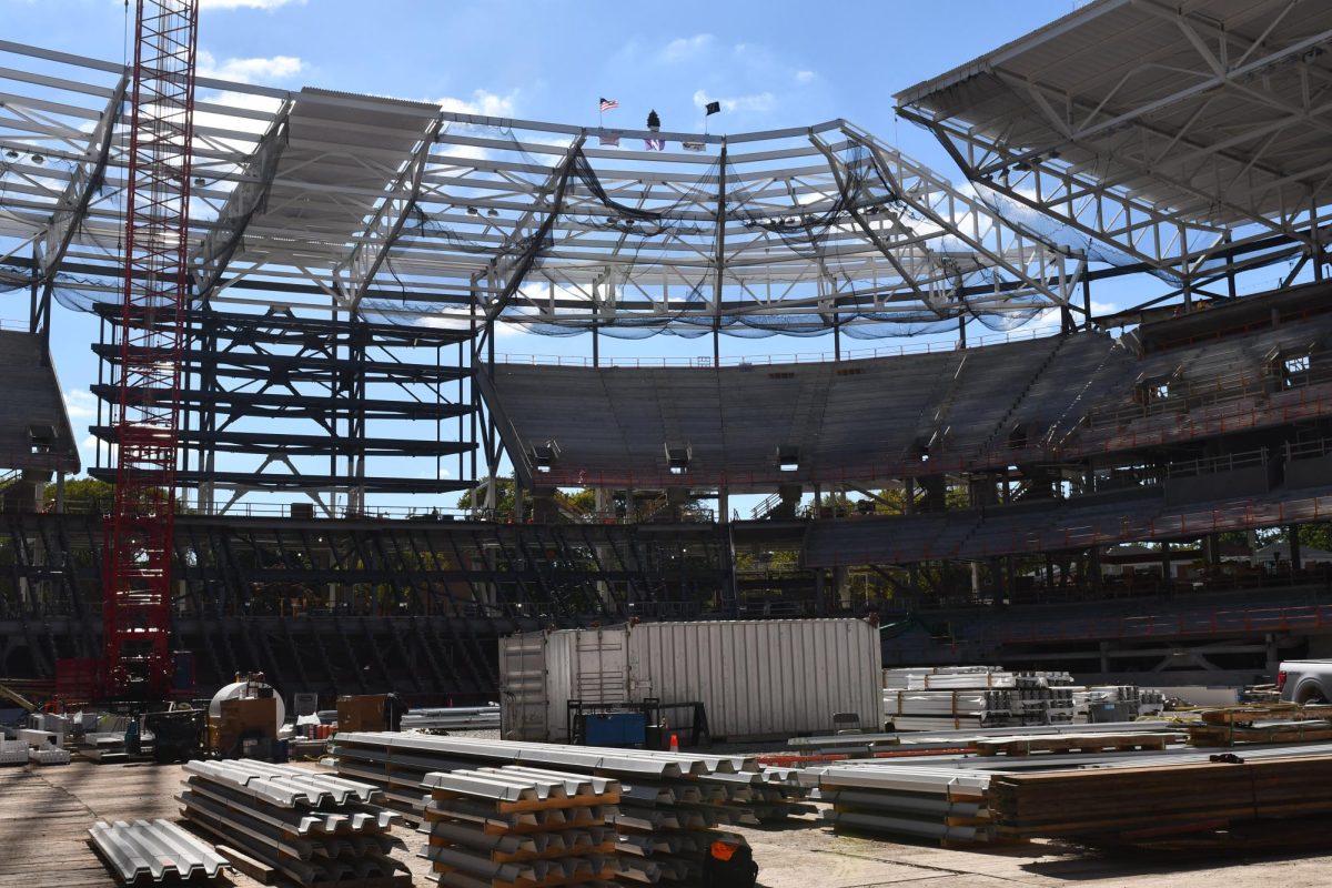 A stadium under construction.