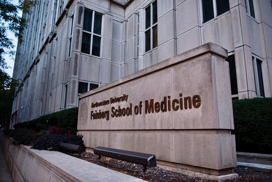 Sign says Feinberg School of Medicine.