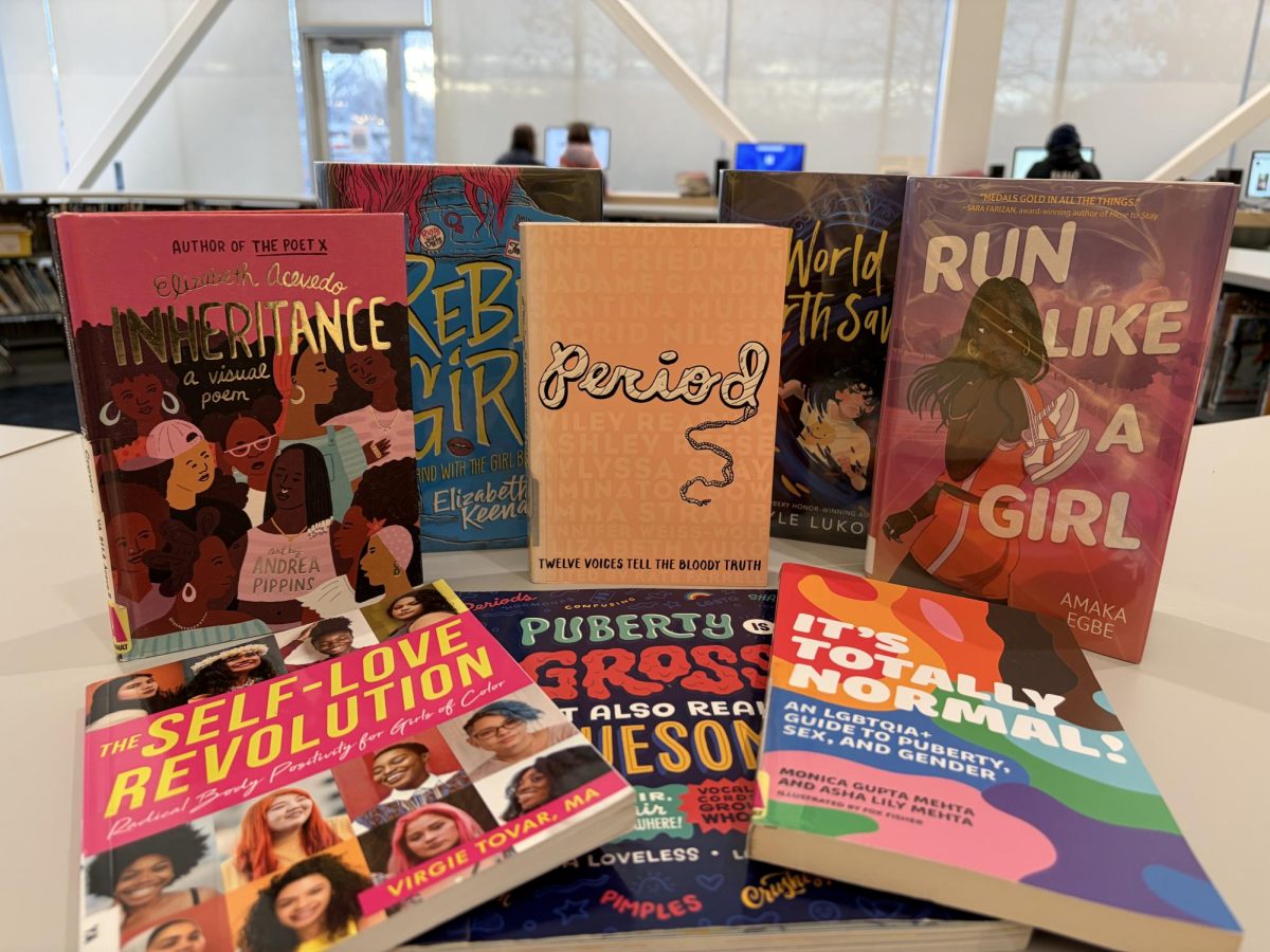 An array of books on a library shelf.
