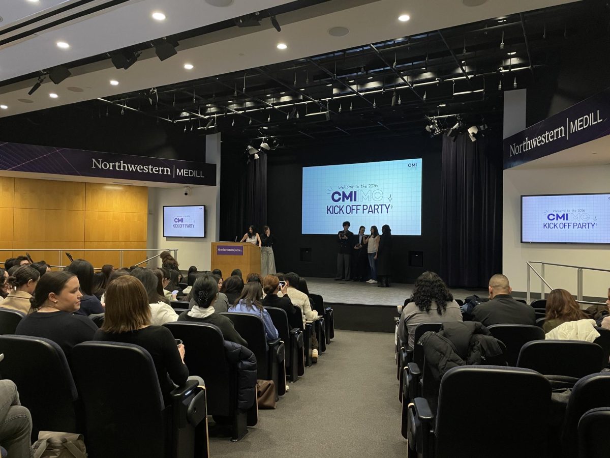 IMC students gather in McCormick Foundation Center’s forum.