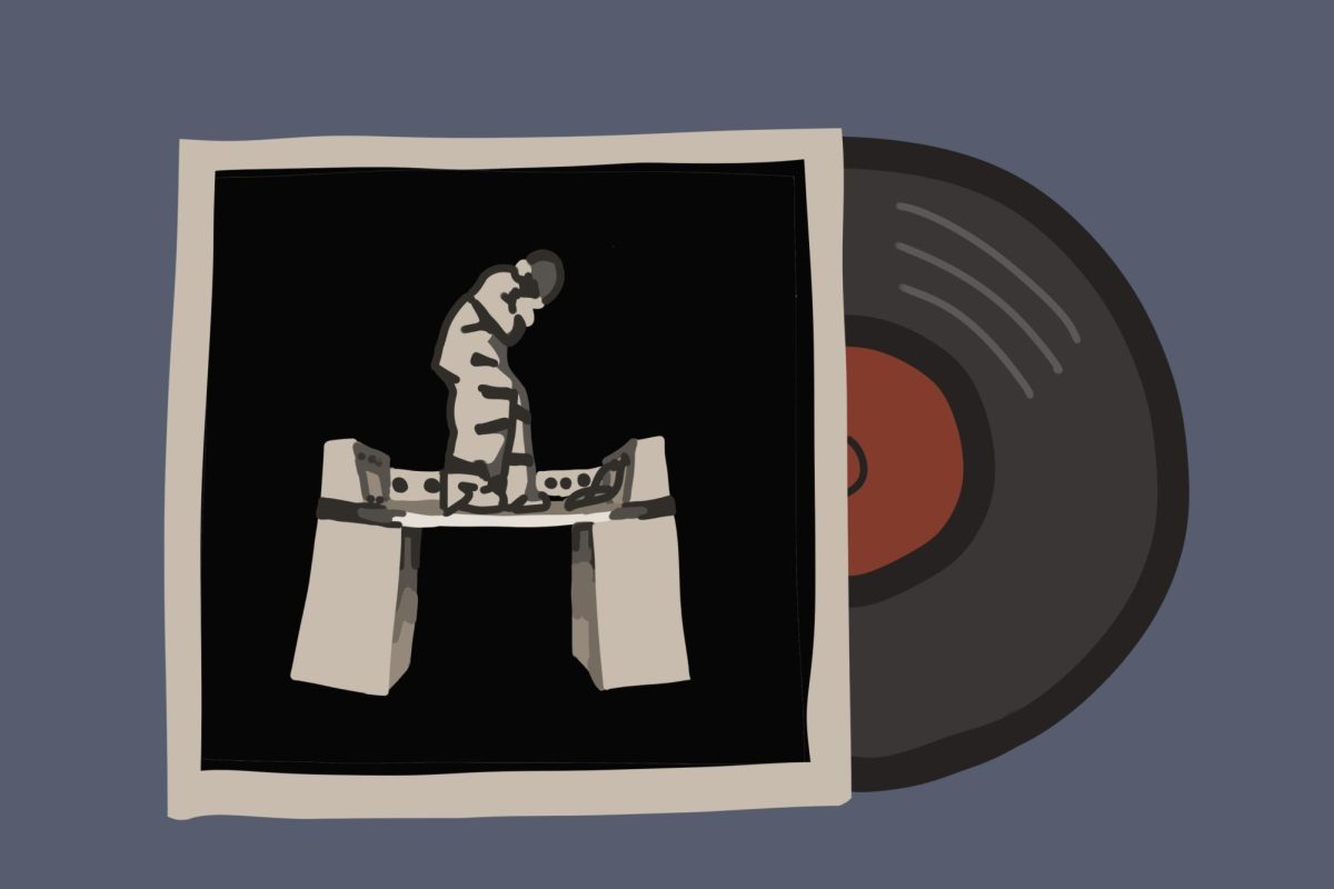 Picture of a vinyl on a blue background
