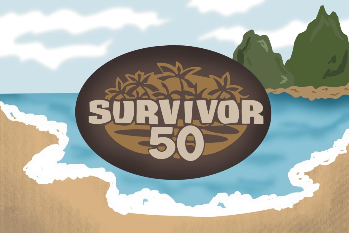 The Survivor 50 emblem with beach in the background.