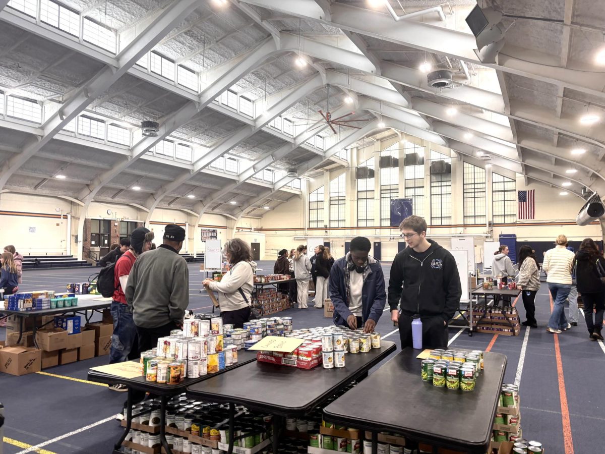 About 450 volunteers helped sort, package and deliver goods, including baby products, canned goods, produce and cleaning supplies. 