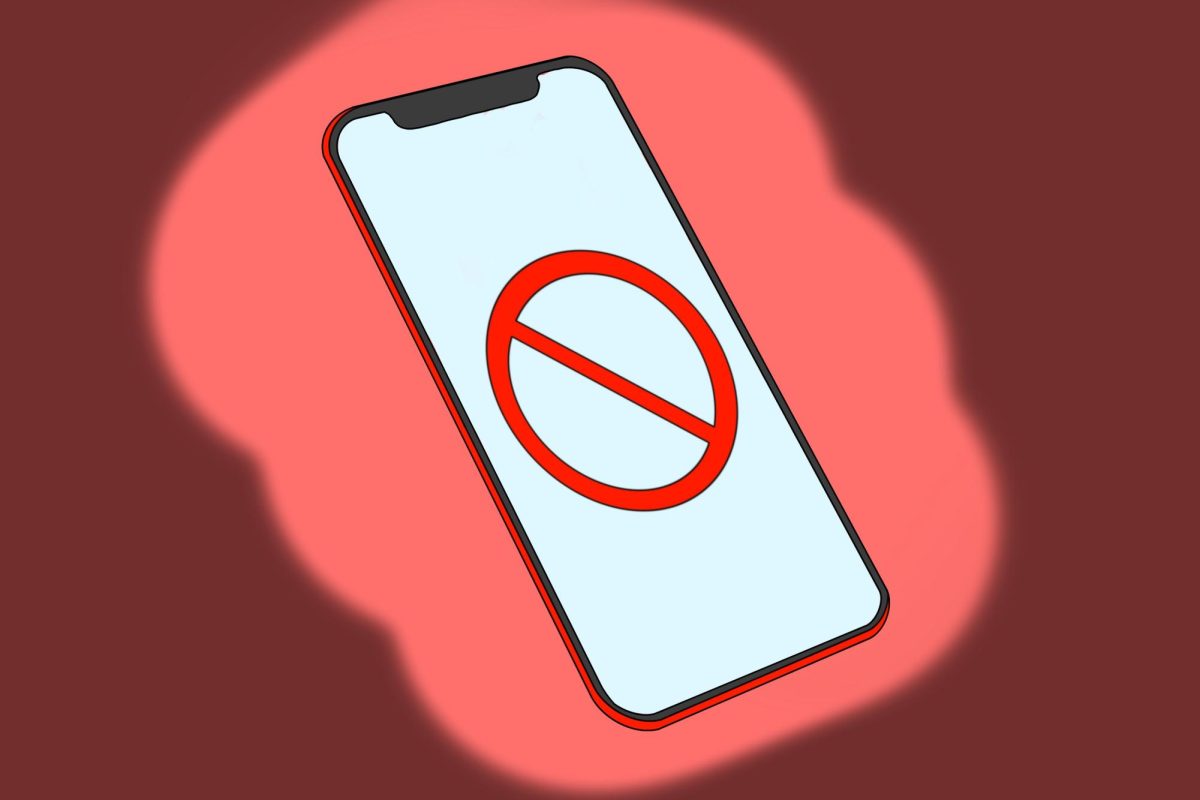 An illustration of a phone with a red strikethrough symbol.