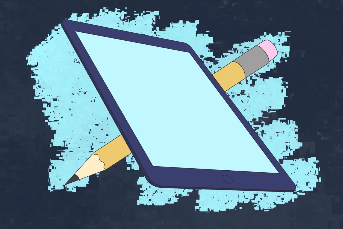 An illustration of an iPad and a pencil.