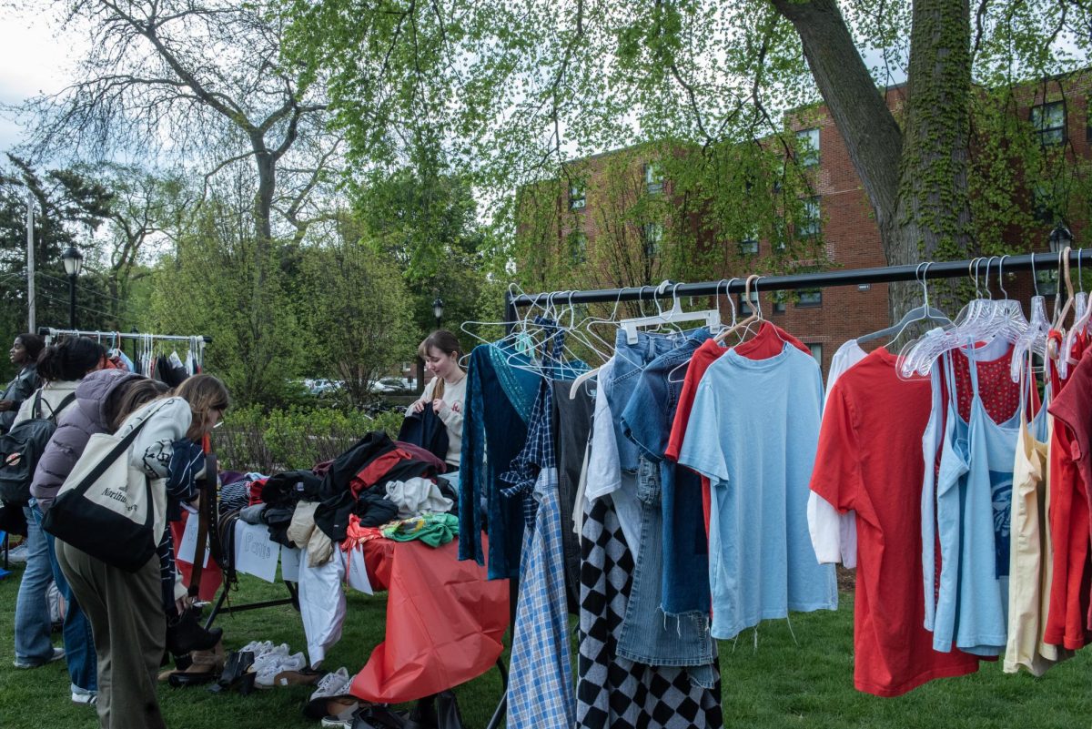 Vendors like NU Thrift set up booths to bring Dillo Day shopping options to campus. 