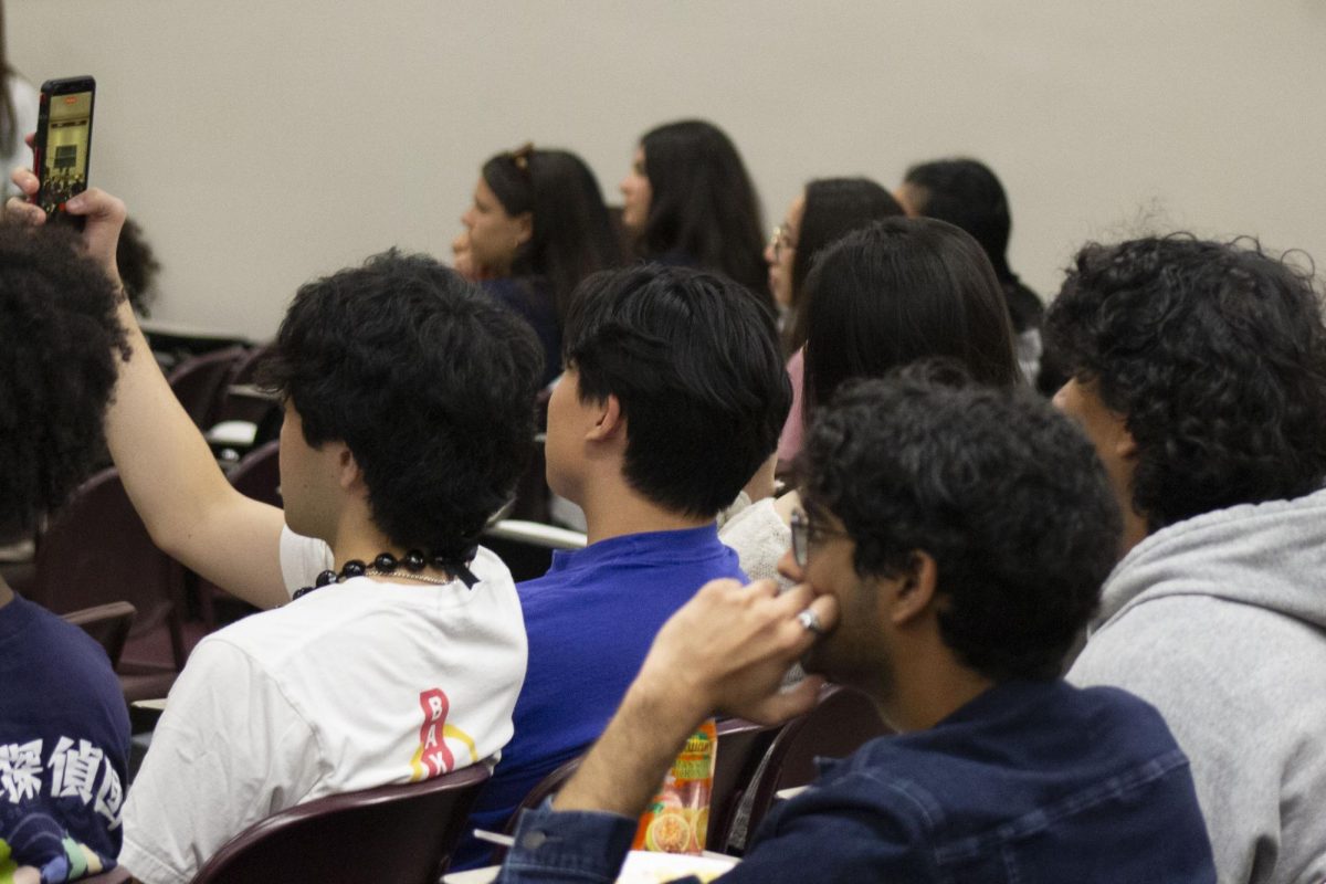 The audience watches the performance.