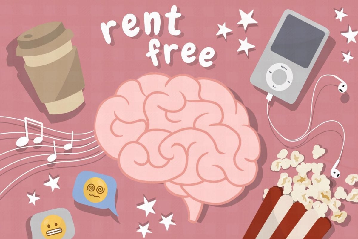Una ilustración de un cerebro con estrellas, emojis e otros iconos a su alrededor